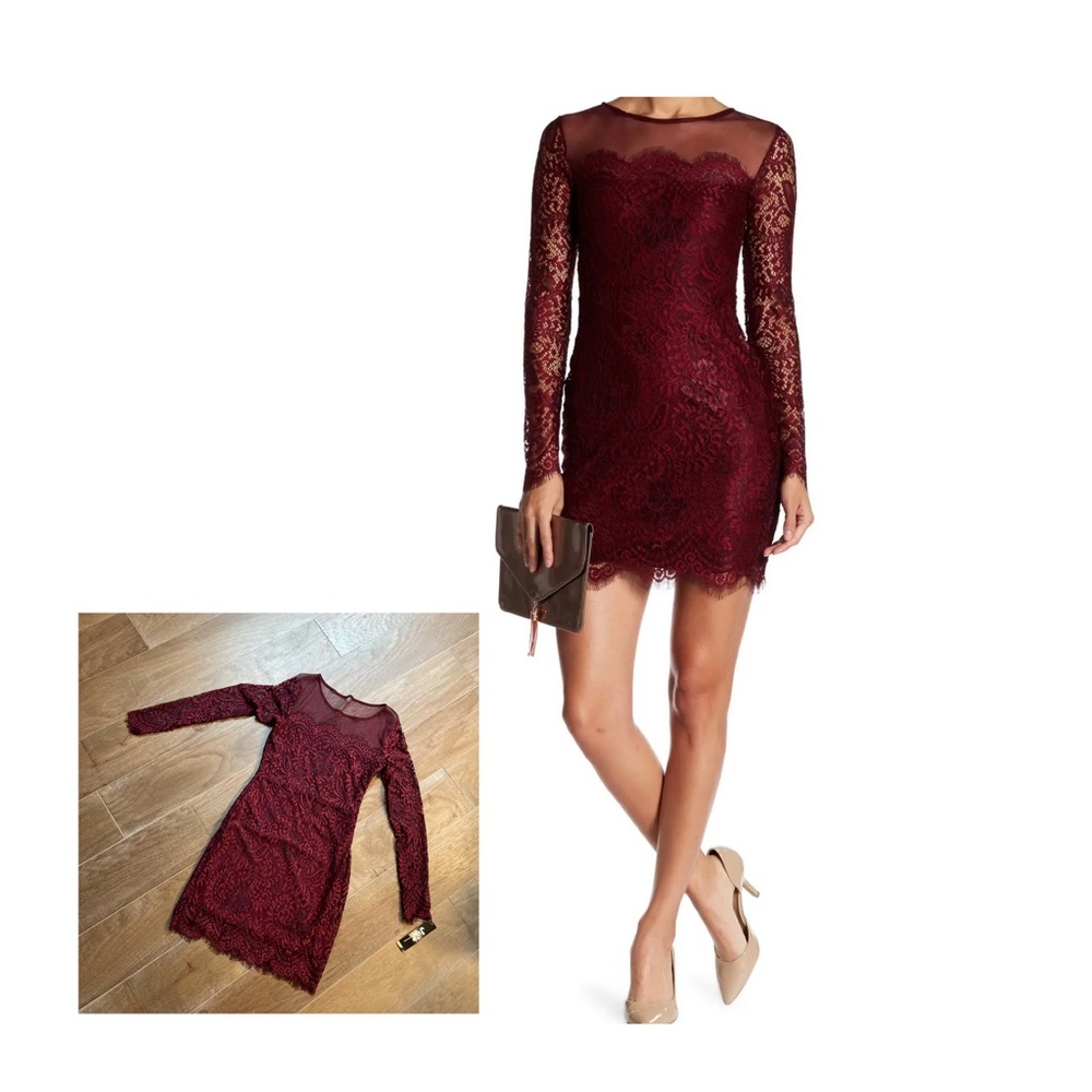 NÉW WITH TAGS LACE/MESH LONG SLEEVE TIGHT DRESS